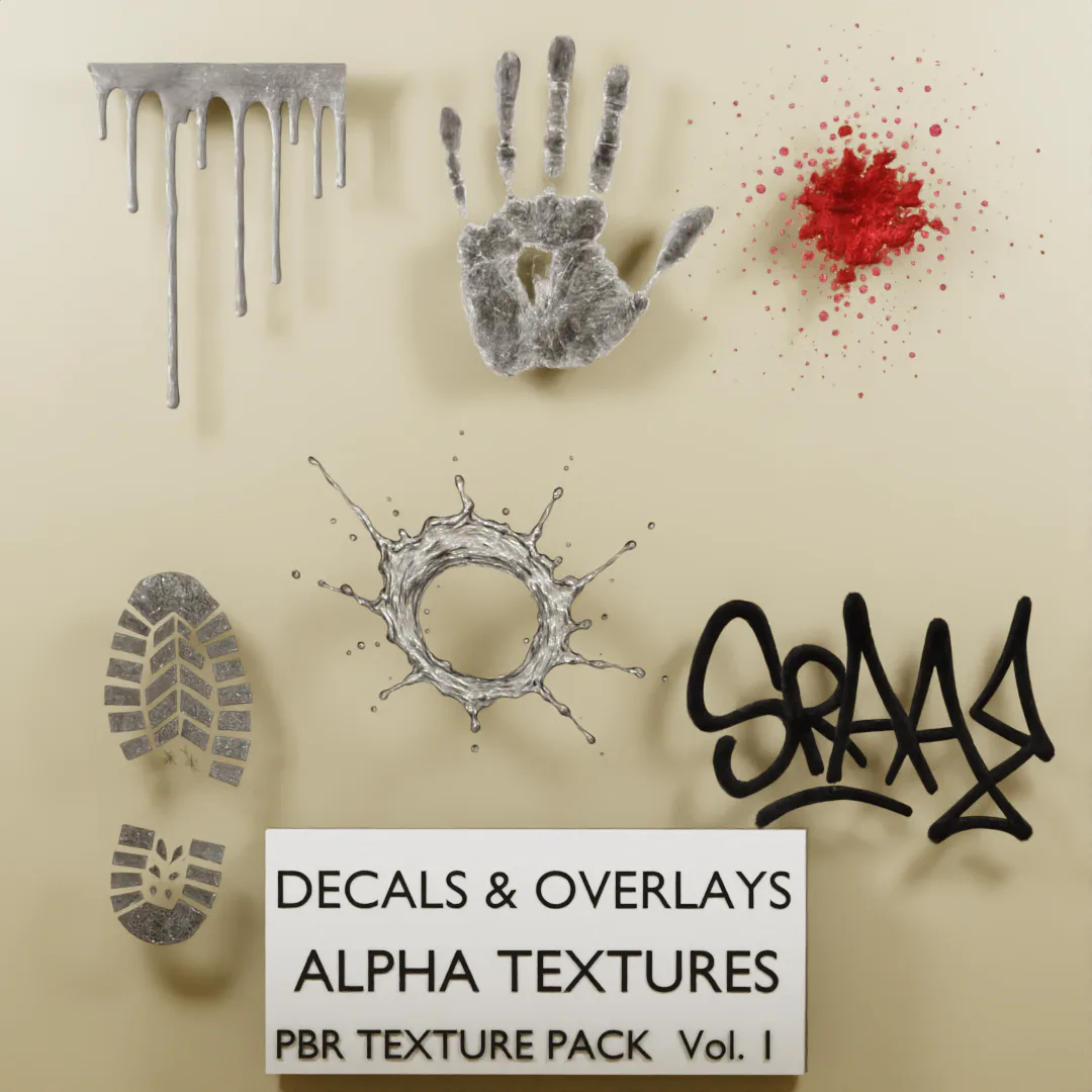 Decals And Overlays Alpha Textures PBR Texture Pack product preview
